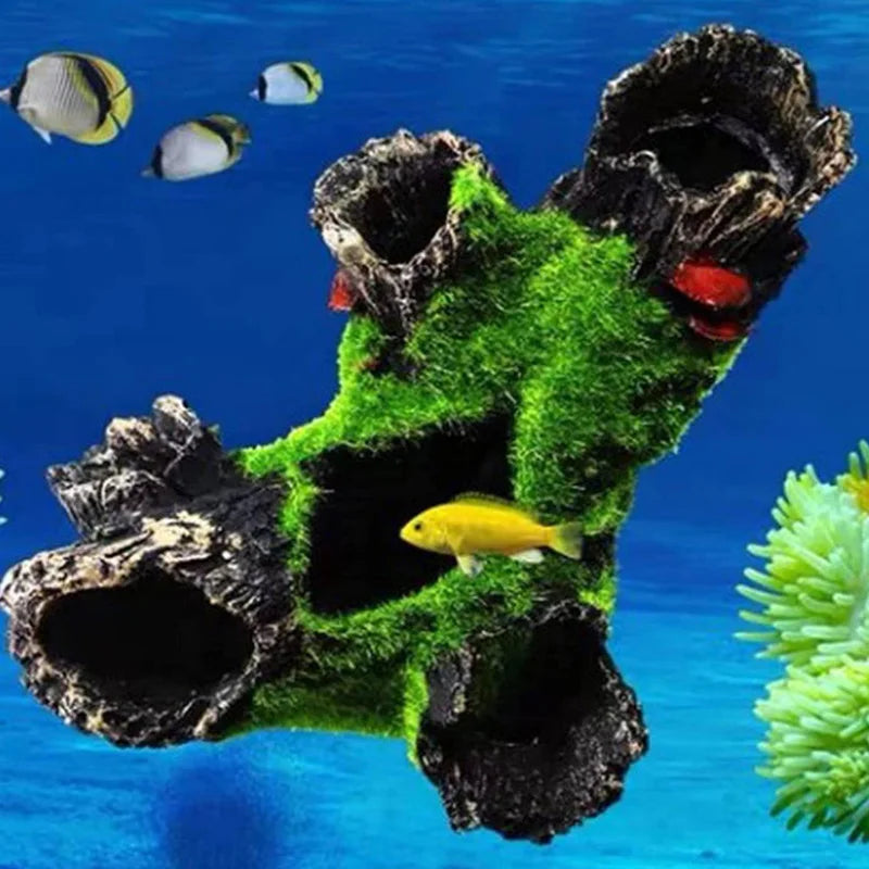 Aquarium Tree Trunk Decoration Resin for Fish Tank Decoration for Hiding Shrimp and Fish Landscape Rock Hiding Cave